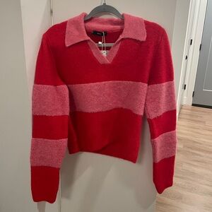 Mango Striped Collared Sweater
